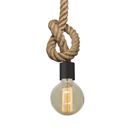 Besa Lighting Solo Rope Pendant, Black, 1x 60W Incandescent 1JT-SOLO-BK